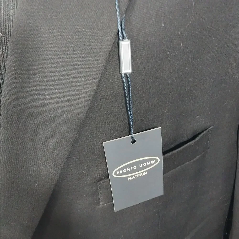 NWT@$395! PRONTO UOMO! PLATINUM LUXE BLACK 100% FINE WOOL DRESS JACKET! SZ 48L